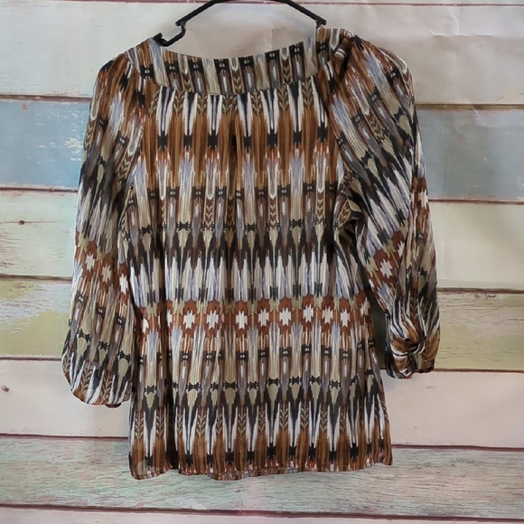 Sara Michelle Petite Multicolor 3/4 Sleeve Top - Picture 4 of 5